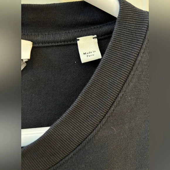 Vince Short Sleeve Cinched Tie Waist T-Shirt Dress Sz Medium Black Knee Length - Picture 3 of 7